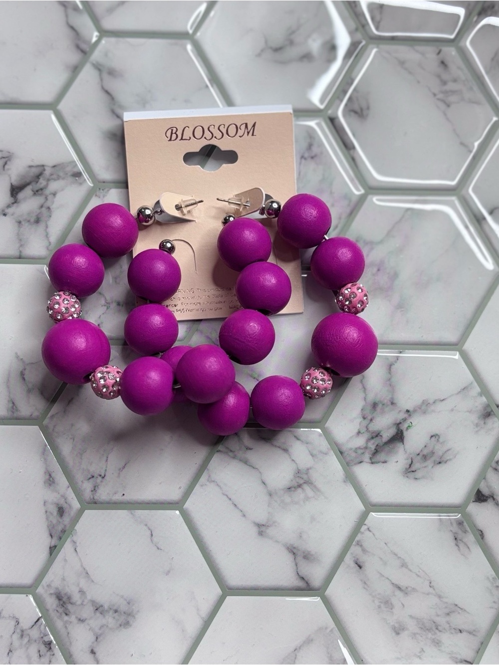 Blossom Bold Purple Beaded Hoop Earrings